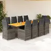 Image de vidaXL Ensemble de bistro de jardin 11 pcs coussins gris poly rotin