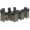 Image de vidaXL Ensemble de bistro de jardin 9 pcs coussins gris poly rotin
