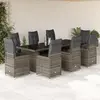 Image de vidaXL Ensemble de bistro de jardin 9 pcs coussins gris poly rotin