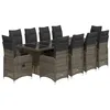 Image de vidaXL Ensemble de bistro de jardin 11 pcs coussins gris poly rotin