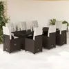Image de vidaXL Ensemble de bistro de jardin 9 pcs coussins marron poly rotin