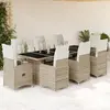 Image de vidaXL Ensemble de bistro de jardin 9 pcs coussins beige poly rotin