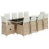 Image de vidaXL Ensemble de bistro de jardin 11 pcs coussins beige poly rotin