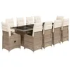 Image de vidaXL 11-delige Bistroset met kussens poly rattan beige