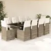 Image de vidaXL Ensemble de bistro de jardin 11 pcs coussins beige poly rotin
