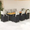 Image de vidaXL Ensemble de bistro de jardin 9 pcs coussins noir poly rotin