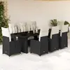 Image de vidaXL Ensemble de bistro de jardin 9 pcs coussins noir poly rotin