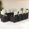 Image de vidaXL Ensemble de bistro de jardin 11 pcs coussins noir poly rotin