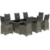 Image de vidaXL Ensemble de bistro de jardin 9 pcs coussins gris poly rotin