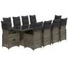 Image de vidaXL Ensemble de bistro de jardin 11 pcs coussins gris poly rotin