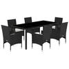 Image de vidaXL Ensemble à manger de jardin et coussins 7 pcs noir rotin acacia