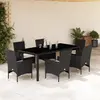Image de vidaXL Ensemble à manger de jardin et coussins 7 pcs noir rotin acacia