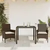 Image de vidaXL Ensemble à manger de jardin et coussins 3pcs marron rotin verre