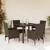 Image de vidaXL Ensemble à manger de jardin et coussins 5pcs marron rotin verre