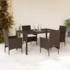 Image de vidaXL Ensemble à manger de jardin et coussins 5pcs marron rotin verre