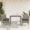 Image de vidaXL Ensemble à manger de jardin et coussins 3 pcs gris rotin verre