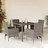 Image de vidaXL Ensemble à manger de jardin et coussins 5 pcs gris rotin verre