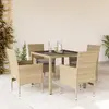 Image de vidaXL Ensemble à manger de jardin et coussins 5 pcs beige rotin verre