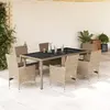 Image de vidaXL Ensemble à manger de jardin et coussins 7 pcs beige rotin verre