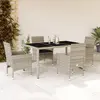 Image de vidaXL Ensemble à manger de jardin avec coussins 5 pcs rotin et verre