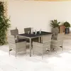 Image de vidaXL Ensemble à manger de jardin avec coussins 7 pcs rotin et verre
