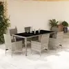 Image de vidaXL Ensemble à manger de jardin avec coussins 7 pcs rotin et verre