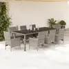 Image de vidaXL Ensemble à manger de jardin et coussins 9 pcs gris rotin verre