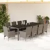 Image de vidaXL Ensemble à manger de jardin et coussins 11 pcs gris rotin verre