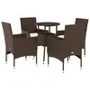 Image de vidaXL Ensemble à manger de jardin et coussins 5pcs marron rotin verre