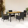 Image de vidaXL Ensemble à manger de jardin et coussins 5 pcs noir rotin acacia