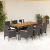 Image de vidaXL Ensemble à manger de jardin et coussins 9 pcs noir rotin acacia