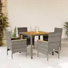 Image de vidaXL Ensemble à manger de jardin et coussins 5 pcs gris rotin acacia