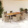 Image de vidaXL Ensemble à manger de jardin et coussins 7pcs beige rotin acacia