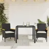 Image de vidaXL Ensemble à manger de jardin et coussins 3 pcs noir rotin verre