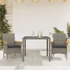 Image de vidaXL Ensemble à manger de jardin et coussins 3 pcs gris rotin verre