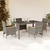 Image de vidaXL Ensemble à manger de jardin et coussins 5 pcs gris rotin verre