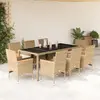 Image de vidaXL Ensemble à manger de jardin et coussins 9 pcs beige rotin verre