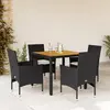Image de vidaXL Ensemble à manger de jardin et coussins 5 pcs noir rotin acacia