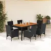Image de vidaXL Ensemble à manger de jardin et coussins 7pcs noir rotin acacia