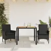 Image de vidaXL Ensemble à manger de jardin et coussins 3 pcs noir rotin acacia