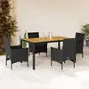 Image de vidaXL Ensemble à manger de jardin et coussins 5 pcs noir rotin acacia