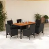 Image de vidaXL Ensemble à manger de jardin et coussins 7pcs noir rotin acacia