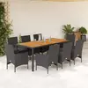 Image de vidaXL Ensemble à manger de jardin et coussins 9 pcs noir rotin acacia