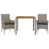 Image de vidaXL Ensemble à manger de jardin et coussins 3 pcs gris rotin acacia