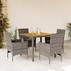 Image de vidaXL Ensemble à manger de jardin et coussins 5 pcs gris rotin acacia