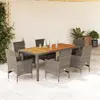 Image de vidaXL Ensemble à manger de jardin et coussins 7 pcs gris rotin acacia