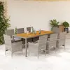 Image de vidaXL Ensemble à manger de jardin et coussins 9 pcs gris rotin acacia