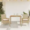 Image de vidaXL Ensemble à manger de jardin et coussins 3pcs beige rotin acacia