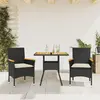 Image de vidaXL Ensemble à manger de jardin et coussins 3 pcs noir rotin acacia
