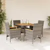 Image de vidaXL Ensemble à manger de jardin et coussins 5 pcs gris rotin acacia